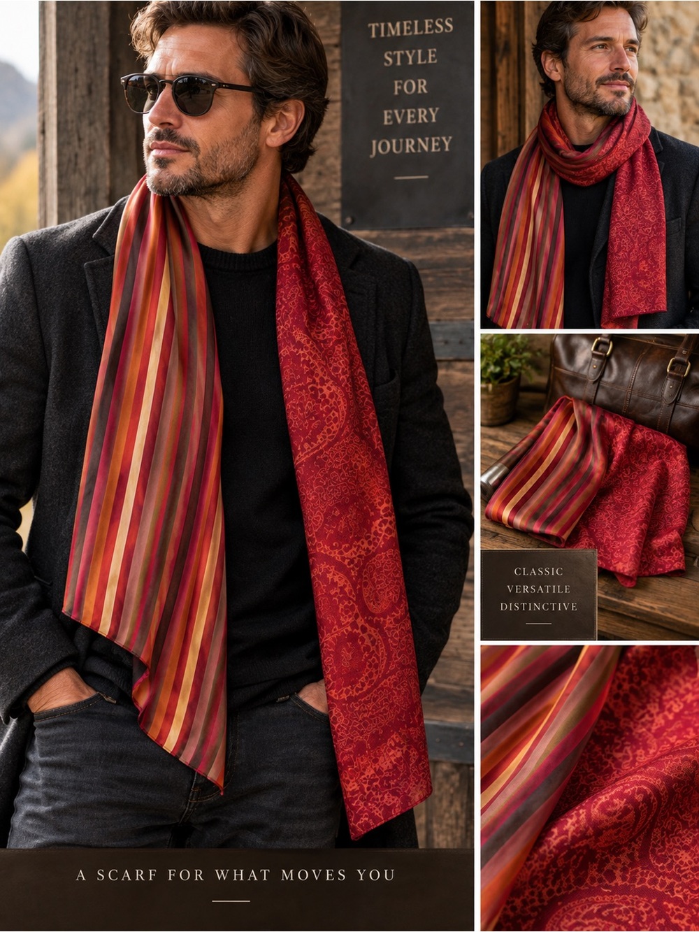 Daniel Hanson Nottingham England Luxury Reversible Silk Menswear Unisex Scarf